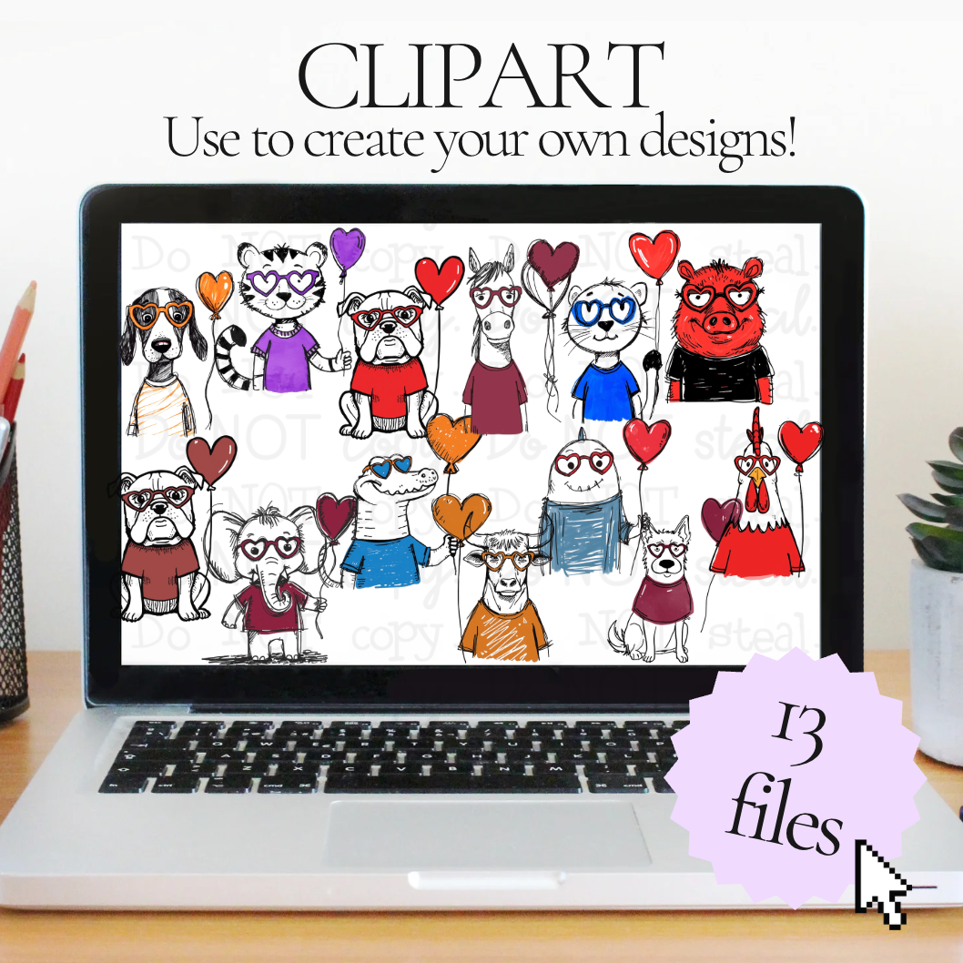 Valentines Mascot Clipart (13 PNG files) - Transparent BG
