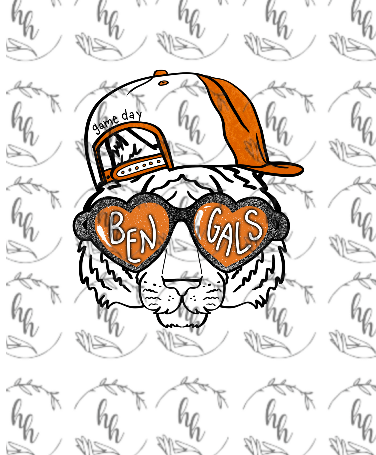 BENGALS Heart Glasses PNG - Digital Download