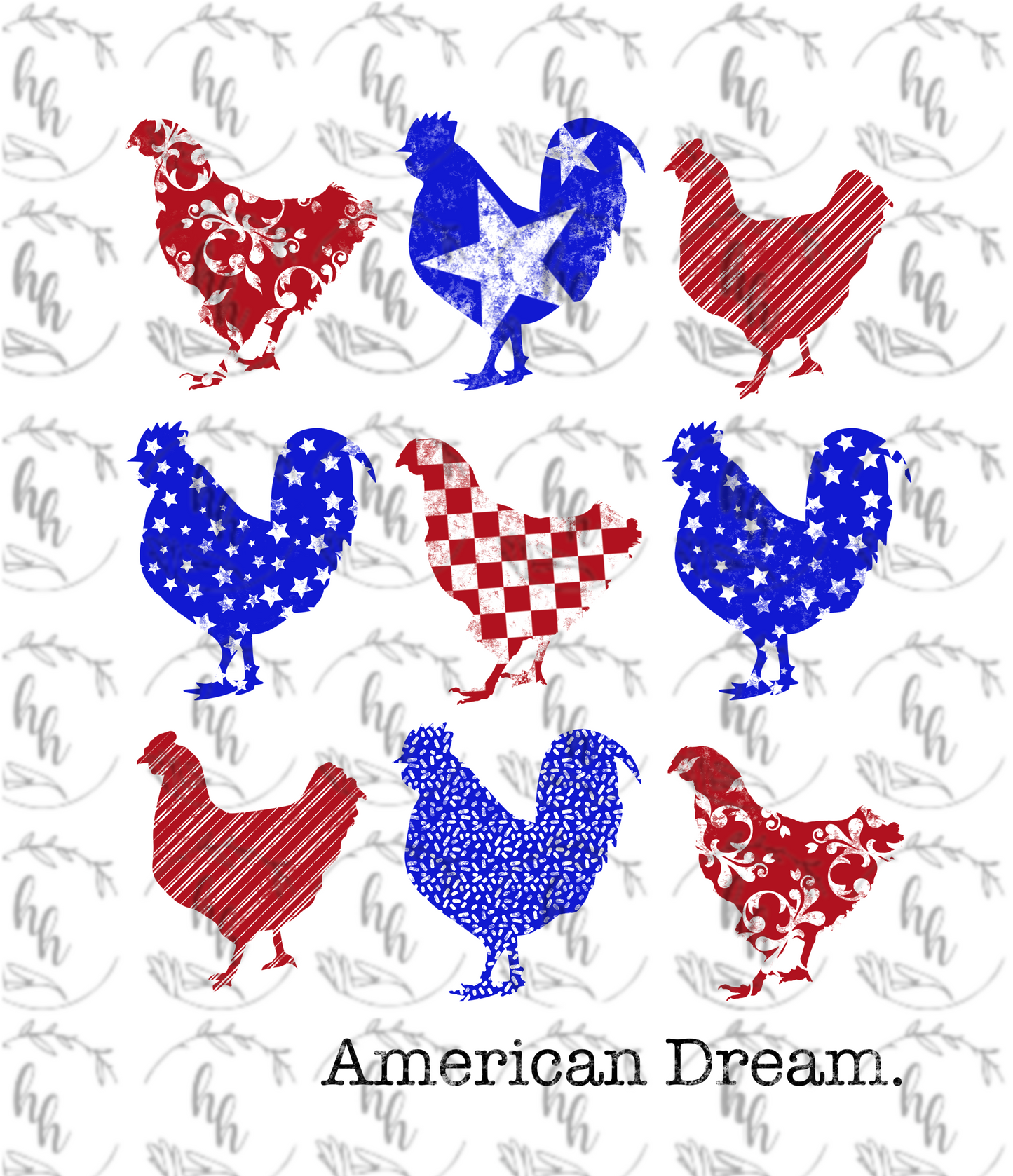 American Chickens PNG - Digital Download