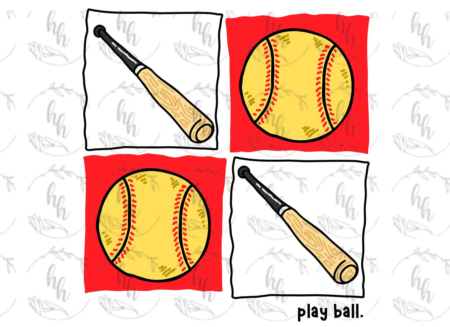 Softball Squares PNG - Digital Download