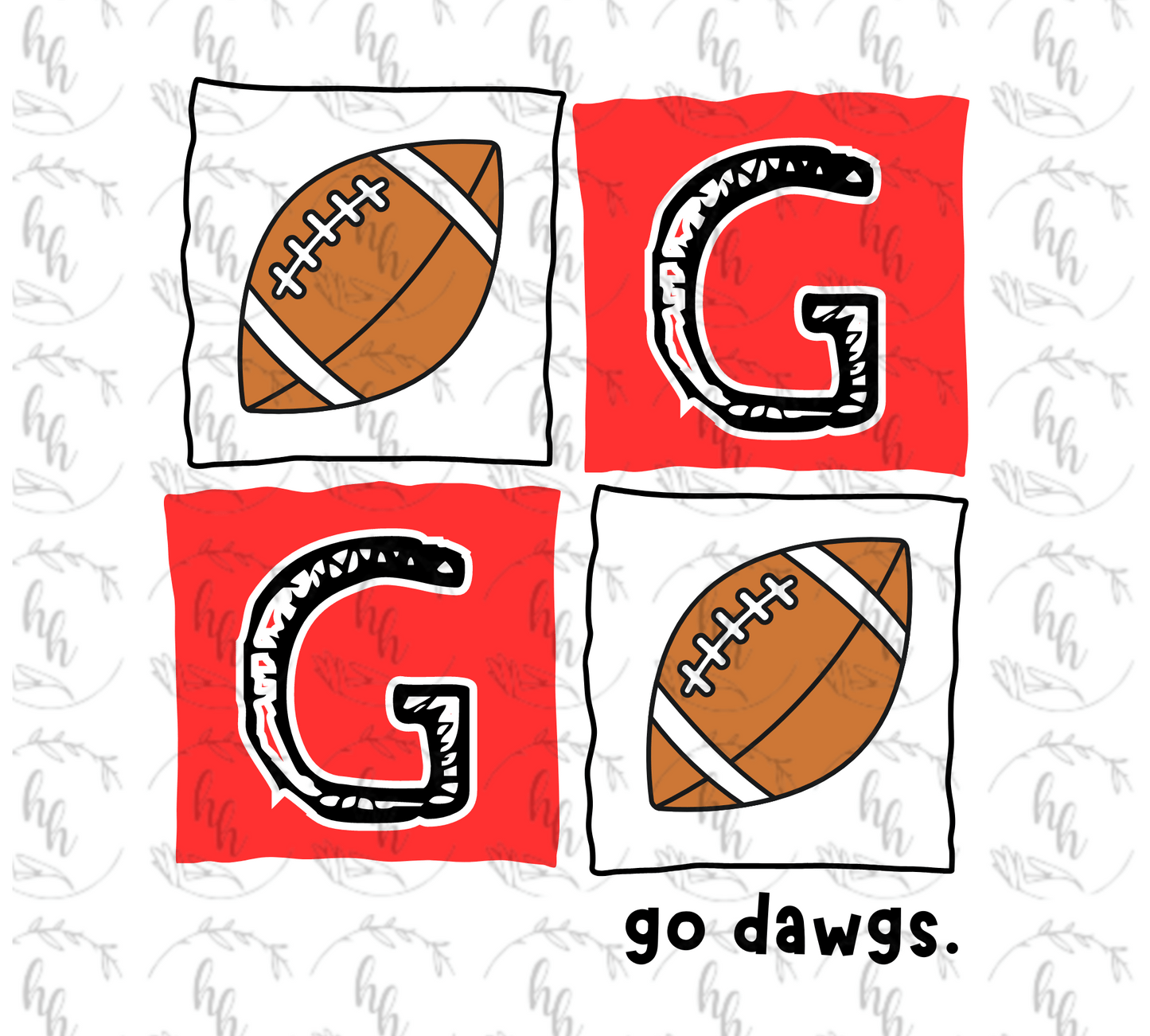 GA Football Squares PNG - Digital Download
