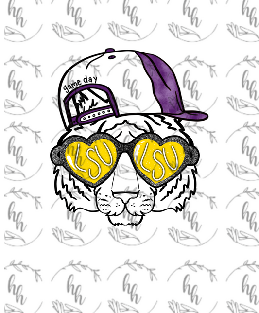 LSU Heart Glasses PNG - Digital Download