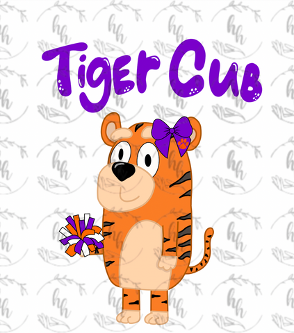Blue Tiger Cub Bow PNG - Digital Download