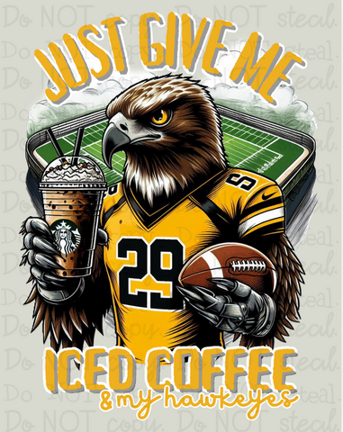 Iced Coffee and Hawkeyes PNG - Digital Download