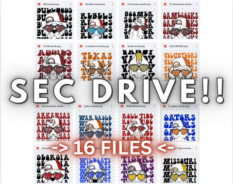 SEC TEAM BUNDLE - HEART EYE MASCOTS - 16 PNG FILES