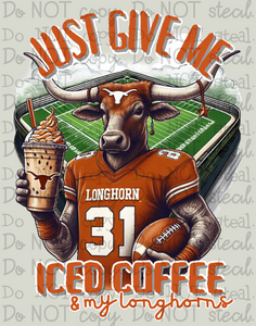 Iced Coffee and Longhorns PNG - Digital Download