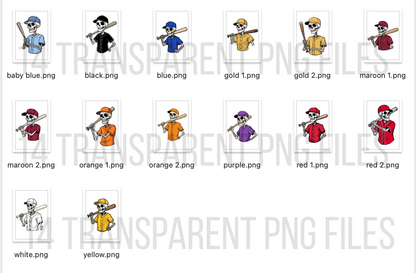 Batting Skeleton Clipart (14 PNG files)