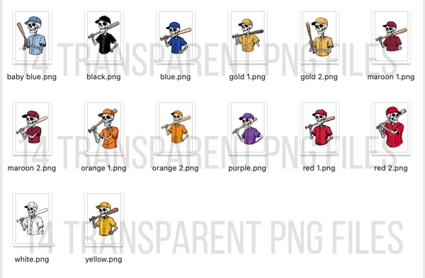 Batting Skeleton Clipart (14 PNG files)