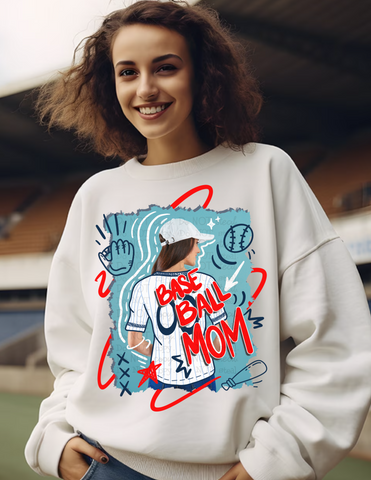 Baseball Mom Jersey Doodle PNG - Digital Download