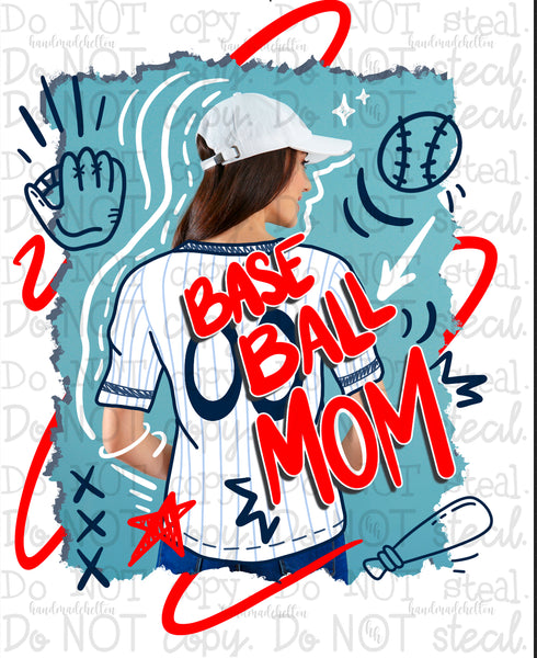 Baseball Mom Jersey Doodle PNG - Digital Download
