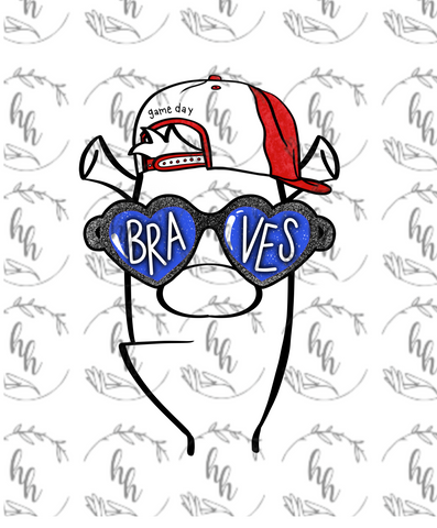 BRAVES Heart Glasses PNG - Digital Download