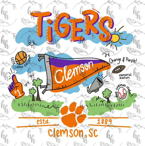 Clem Tiger Doodle PNG - Digital Download