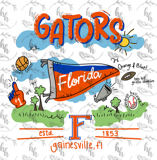 Gator Doodle PNG - Digital Download