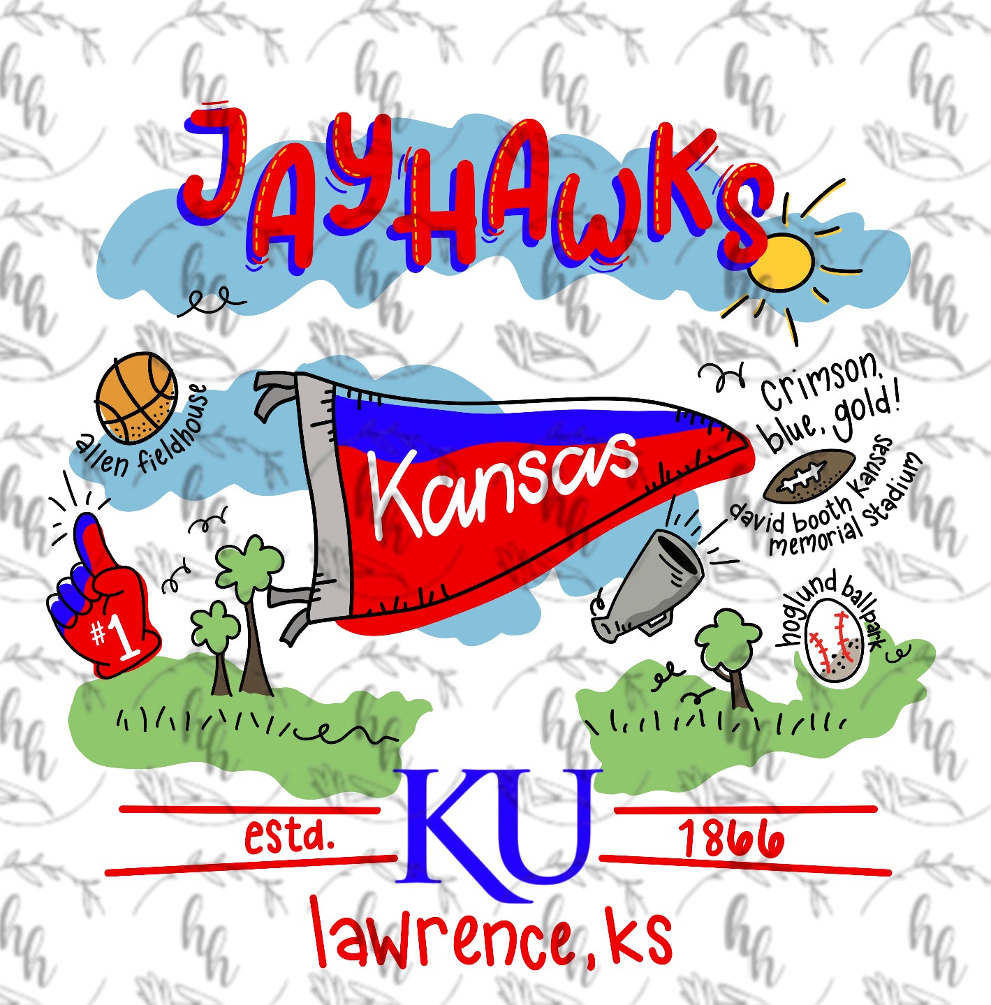 KU Doodle PNG - Digital Download