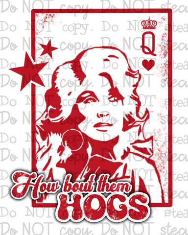 Queen Card Hogs PNG - Digital Download