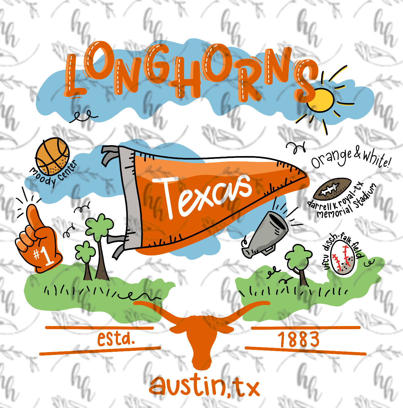 TX Doodle PNG - Digital Download