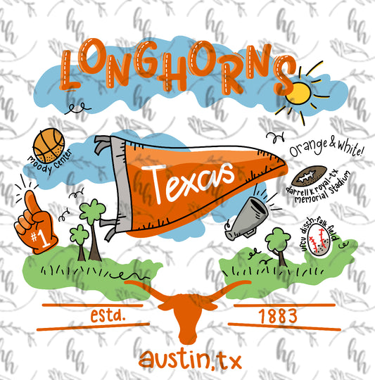 TX Doodle PNG - Digital Download