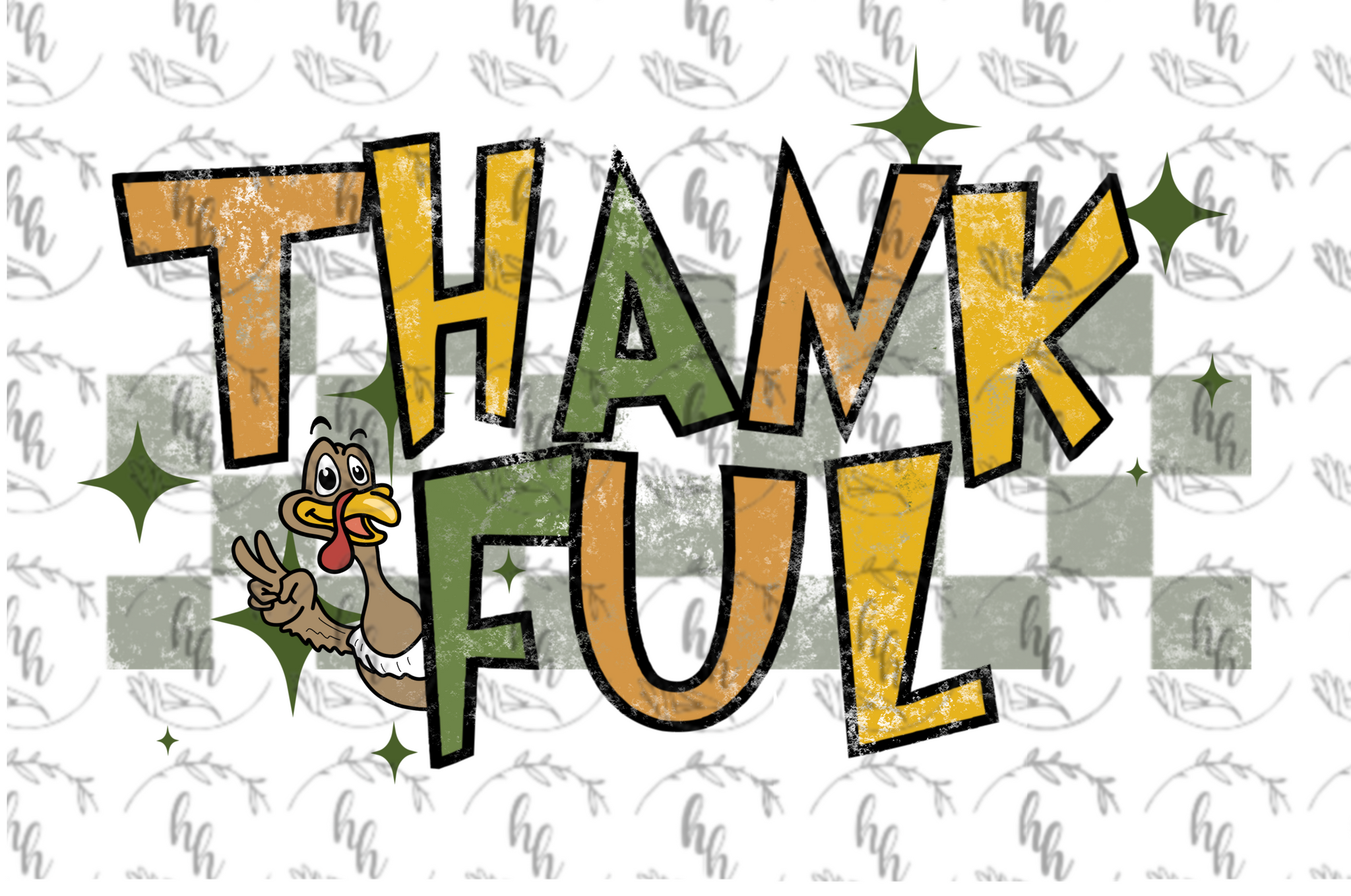 Checkered Thankful PNG - Digital Download