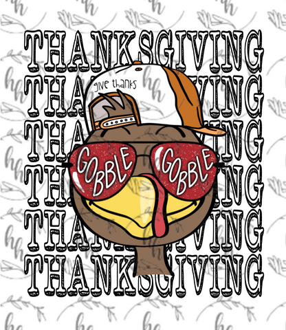 Gobble Turkey (text) PNG - HAT
