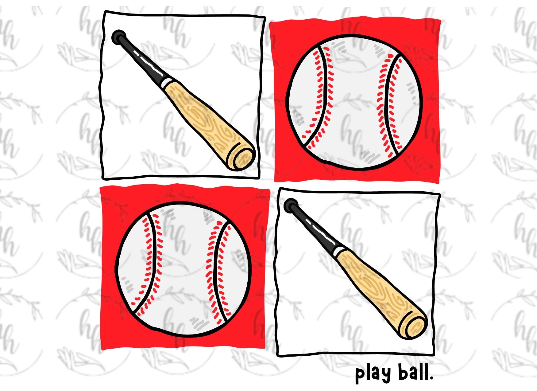 Baseball Squares PNG - Digital Download – HandmadeHelton