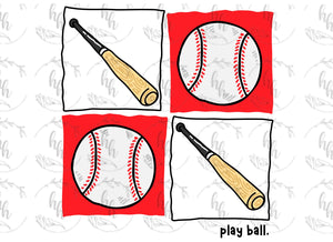 Baseball Squares PNG - Digital Download