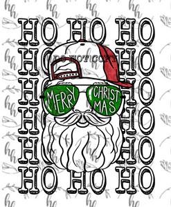 Santa (text) PNG - GREEN glasses