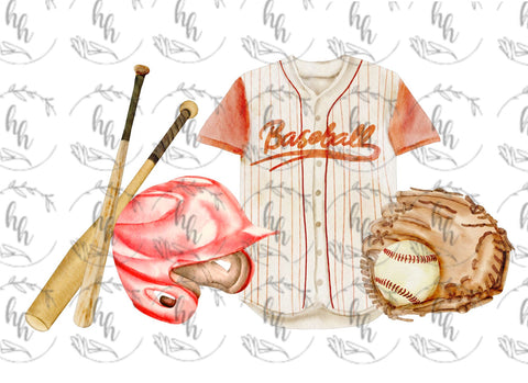 Watercolor Baseball PNG - Digital Download